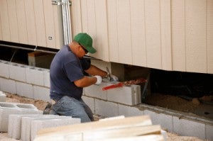 DIY Central How To Lay Cement Block DIY Central   Laying Concrete Block 300x199 